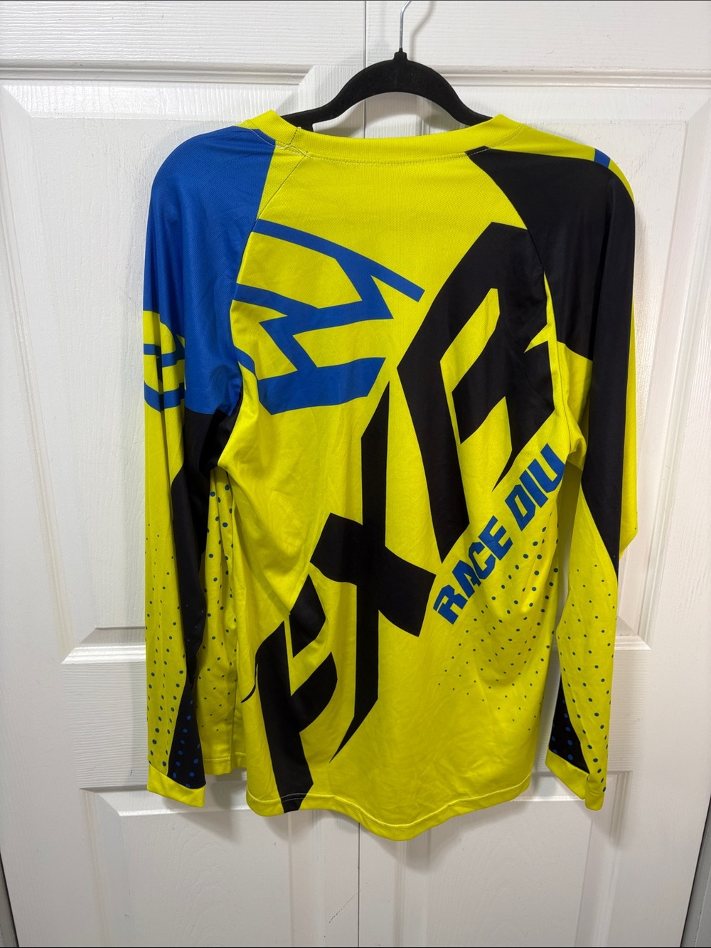 FXR Race Division Motocross Jersey Neon Yellow Blue Long Sleeve MX Jersey - Picture 2 of 5